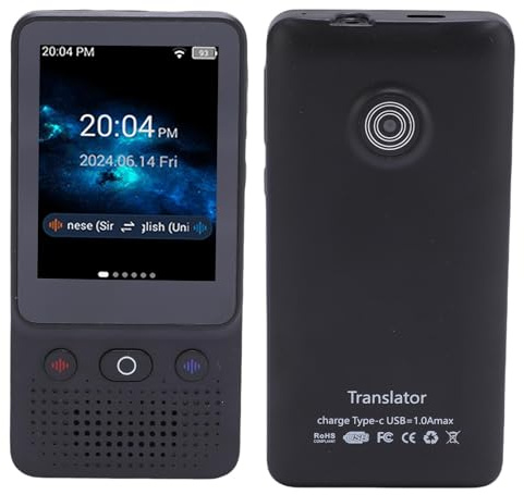 Zunate Dispositivo Traduttore Linguistico, Traduttore Vocale Intelligente Portatile, Traduzione Bidirezionale in 138 Lingue in Tempo Reale, Supporto WiFi e Bluetooth, per Studio di