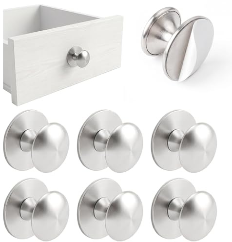 6 Pièces Poignées Autocollantes Acier Inoxydable Argenté Tiroir Armoire
