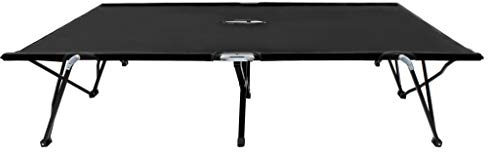 KNERPWD Double Camping Cot for Two People, Folding Sun Lounger with Black Steel Frame, 600D Water Resistant Polyester, Holds 240 kg, Elevated Design for Airflow