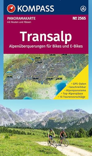 KOMPASS Radfernwegekarte Transalp Panoramakarte 1:2 Mio.: Alpenüberquerungen für Bikes und E-Bikes mit Routen und Pässen: 2565
