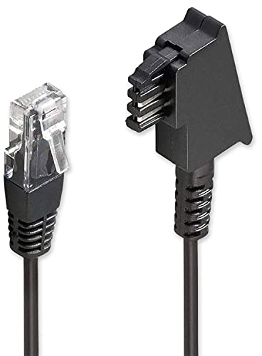 PerfectHD 3m TAE Kabel, DSL VDSL Routerkabel, direkte Verbindung zu Modem Router oder Box an eine TAE-Dose, Schwarz, 3 Meter
