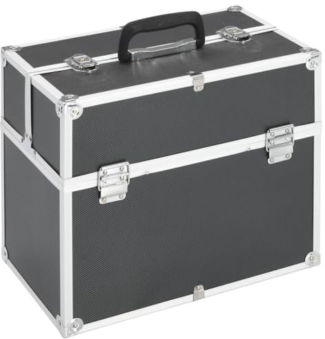 vidaXL Sminklåda 38x23x34 cm svart aluminium