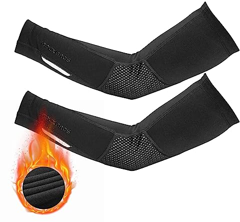 ROCKBROS Manicotti Braccio Invernali Protezione Maniche Termici Antivento per Inverno Ciclismo Sport Elastici Trapiranti Riflettenti Uomo Donna Unisex