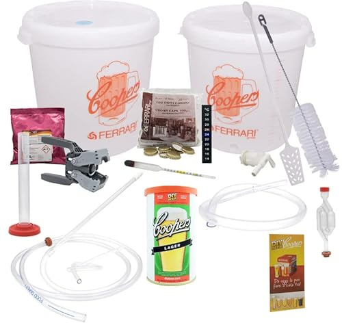 VIRSUS Kit Birra ''Lusso'' Artigianale Fai da Te con Malto European Lager + 1 Tappatrice Capsulatrice a 2 Leve e Tappi