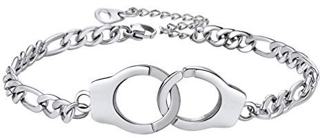 PROSTEEL Fußkette mit Handschellen Edelstahl klassische Fußkettchen 5mm 22+5cm verstellbar Figarokette Fußband Unisex Sommer Schmuck Accessoire für Männer Frauen Jungen Mädchen
