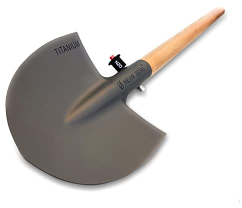 NEAR ZERO Pelle en Titane – Compacte, légère et Pliable Idéale pour la randonnée, Le Camping, Le Jardinage, la Plage, Le Sable, la Neige et Le Foyer. avec poignée et goupille à dégagement Rapide,