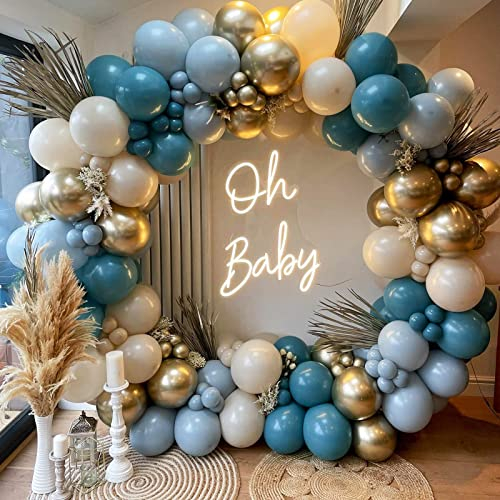 Arco Kit Ghirlanda Palloncini Blu Bianchi, 125 pezzi Kit Arco Palloncini con Palloncini Blu, Palloncini Bianchi Sabbia, Kit Palloncini per Compleanno, Festa Matrimonio Decorazioni, Nascita Bimbo