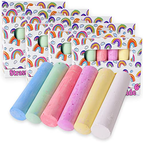 TE-Trend 24 Stück Malset Kreide – Bunte Kreide für Kinder – Straßenkreide Set und Tafelkreide Set – Mehrfarbig sortiert