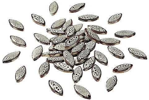 70 Pcs Petal Ceramics Mosaic Tiles for Crafts, Stained Ceramics Supplies, Flower Leaves Mosaic Pieces Kit for DIY Crafts Plates Picture Frames Home Decorations - Black