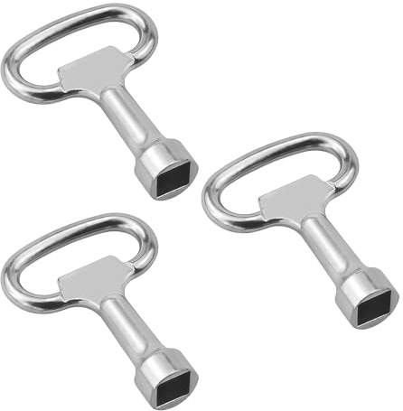 DGUSO Vierkantschlüssel 3 Stück Vierkantschlüssel 8mm Vierkantschlüssel WasserhahnSchalt Edelstahl Schrankschlüssel Entlüftungsschlüssel Heizungsentlüftungsschlüssel für Gas Wasserzähler Kasten Silber
