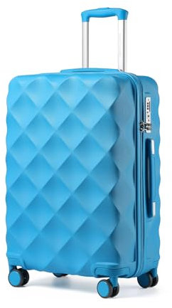British traveller Hartschalenkoffer Mittelgroß Handgepäck Koffer 61 * 42 * 26cm Reisekoffer Mittelgroß Koffer Trolleys ABS+PC mit TSA-Schloss Rollkoffer Suitcase Hellblau