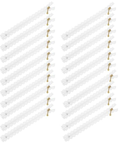 Mandala Crafts White 8 Inch Lace Zippers for Sewing, 40 Packs