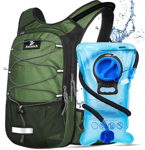 Zounich Zaino da corsa con scomparto termico, Zaino idrico con sacca d'acqua da 3 litri, Zaino da bicicletta, Zaino per escursioni, per corsa, ciclismo, campeggio, sci, attività all'aperto
