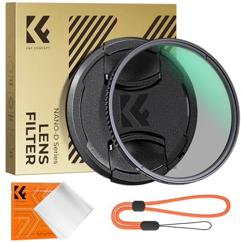 K&F CONCEPT 77MM Polarising Filter Circular Polarizing CPL, Ultra Definiton 24 Layers Multi Coated, with Lens Cap Cleaning Cloth (Nano-D Series)