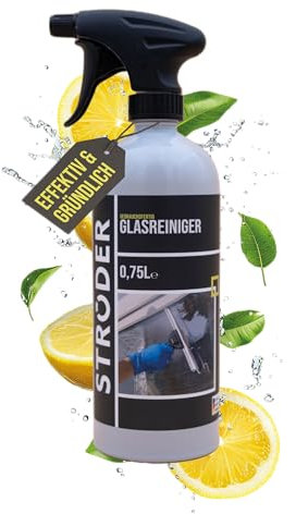 STRÖDER® - Glasreiniger I 750ml professionelle Reinigung für Glasflächen I Sprühflasche + Microfasertuch für streifenfreie Sauberkeit I für Fenster, Spiegel, Autoscheiben & Glasoberflächen