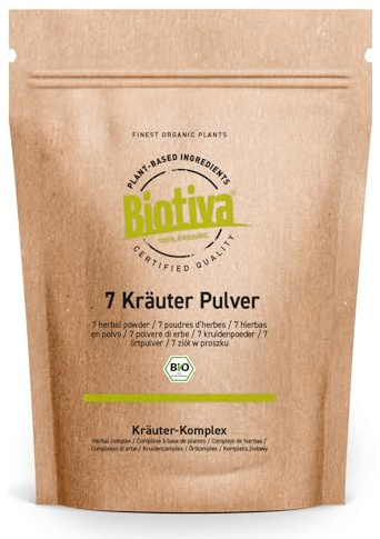 7 örter pulver bio 100 g – bitterämnen komplex – bitterörter vegansk – enbär anis kummin bävernellrot rötter rölleka malm fänkål – efter Bertrand Heidelberger – biotiva