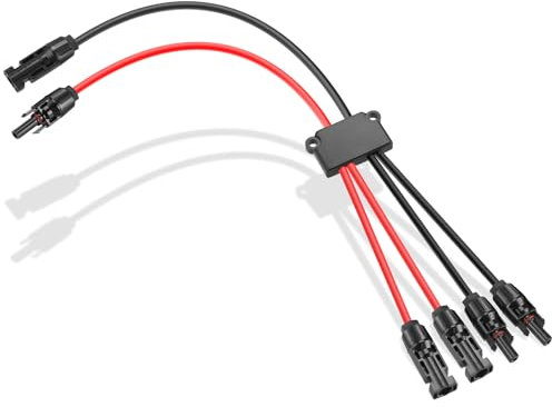 Thlevel Solar Panel Anschlusskabel Y Zweig Parallelverbinder 2 bis 4 Splitter Steckverbinder Verlängerungskabel Solarpanel Solarkabel Stecker