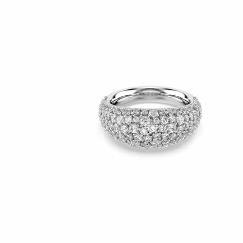 Swarovski Bague bombée de la collection Sublima, cristaux Zirconia incolores, sertissage chaton, bijou en métal rhodié, taille 60