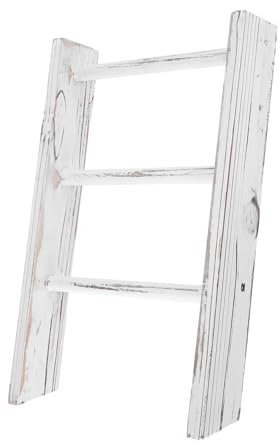 TOPPERFUN Escalera Miniatura para Toallas De Baño Rústica Blanca, Estructura Compacta De Madera, Toallero Funcional para Decoración De Baño y Cocina, Adecuado para Espacio Pequeño y Estilo Campestre