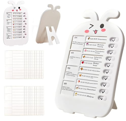 Dagsplanerare barn rutin uppgifter tavla, uppgiftsplanerare att göra lista, veckoplanerare med 26 utbytbara blad, för rutinplanerare barn vuxna, för inlärningsplanering och tidsförvaltning (vit 1)