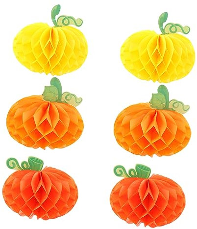 SOLUSTRE 6 Piezas Bolas Panal Decorativas de Calabaza para Fiesta de Halloween Colores Adornos Ligeros y para Celebraciones Festivas