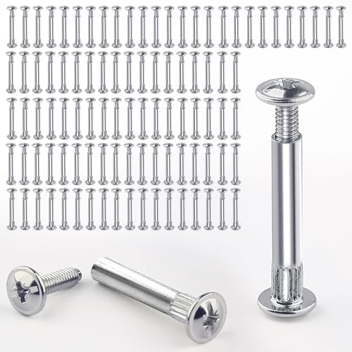 Juego de 160 piezas de conectores para muebles y de conexión, conectores para gabinetes, cuerpo y encimera (80 tornillos para muebles + 80 tornillos de casquillo M4), acero niquelado M4 x 31