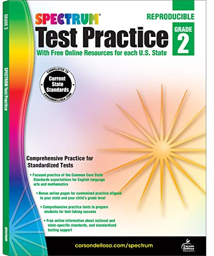 Spectrum Test Practice 2nd Grade Workbooks, Math, Language Arts, and Reading Comprehension Grade 2 Reproducible Book for Standardized Test Practice, 2nd Grade Workbooks All Subjects Ages 7-8