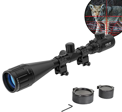 ESSLNB Luftgewehr Zielfernrohr 6-24x50 Zielfernrohre mit Mil-Dot Entfernungsmesser AOEG 5 Helligkeitseinstellungen mit 20mm/22mm Picatinny-Schienenhalterung und Abdeckungen für die Jagd