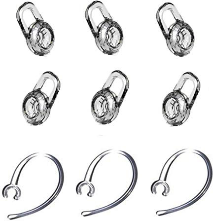 JNSA Almohadillas de gel de repuesto de tamaño mediano (6 unidades, 3 ganchos para los oídos Plantronics 8812041 M165 Marque 2, para [PLANTRONICS M165, almohadillas y ganchos para los oídos]