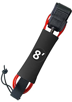 rockible Laisse de Planche de Surf, Dragonne Elastique Leash Surf Leash Corde Surf Jambe Corde pour Planche de Surf, Paddleboard, Canoë, Pêche, Rouge, 8 Pieds