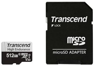 Transcend USD350V 512GB High Endurance microSDXC Class 10 U3 V30 Memory Card for Dash Cam & Security Cameras with Adapter TS512GUSD350V