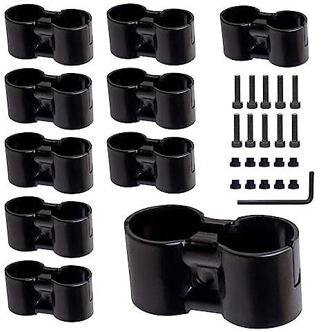 10 piezas 28 mm Diámetro de Metal de Doble Puerto Abrazadera de tubería con clip Conector Paralelo Negro