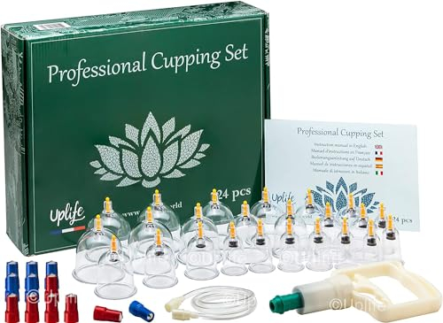 Uplife Ventosas con bomba de vacío con imanes terapéuticos – Ventosa contra tensiones y celulitis (24 ventosas)