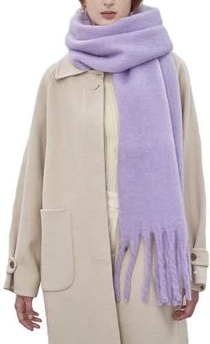 LUCKKY Fashion Imitation Wool Scarf, Mode Nachahmung Wolle Schal, Damen Wollschal, Winter Warm Schals für Damen, Weiche Dicke Tücher Und Wraps (Hellviolett)