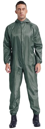 renvena Herr arbetsoverall dammtät antistatisk arbetsoverall jumpsuit overall med huva dragkedja arbetskläder för arbetare verkstad färgad, GRÅ, M