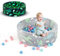 COSTWAY Piscine à Balles Phosphorescente en Mousse Enfant 86x30cm avec 200 Balles Océaniques, Fosses à Balles Ronde Bébé avec Motif Dinosaure & Tissu en Flanelle, Gris