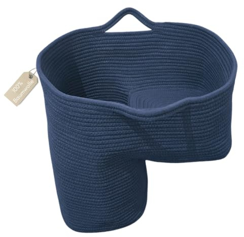 VieDéco Treppenkorb aus stabiler Baumwolle in Navyblau *Für mehr Ordnung im Zuhause* Stufenkorb, Treppenkorb Stufenkorb, Treppentasche, Treppen Organizer, Stair Basket
