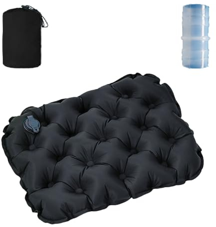 Cuscino Per Seduta Gonfiabile,Cuscino Gonfiabile,Cuscino Gonfiabile Per Sedile,Con Borsa Di Stoccaggio Per Campeggio, Esterno, Auto, Aereo, Spiaggia, Ideale Per Vacanze E Viaggi (Grigio)，Ultraleggero