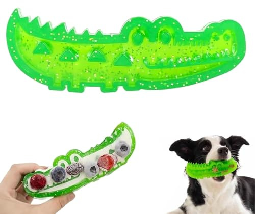XUDUOO Slow Feed Dog Chew Toys, Indestructible Dog Chewers for Medium Breeds, Fetch Crocodile for Puppy, Interactive Puzzle Feeder for Snack Stash & Play