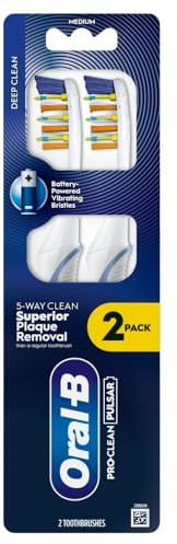ORAL-B PRO-Clean Pulsar Battery-Powered Toothbrush – Superior 5-Way Plaque Removal – Medium Bristles, 2X