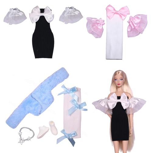 OPVYAEU Lot de 3 Vêtements et Accessoires pour Poupée, Tenues de Mode pour Poupées de 11,5 Pouces, Habits de Poupée avec Robes et Accessoires de Style, Cadeau pour Filles