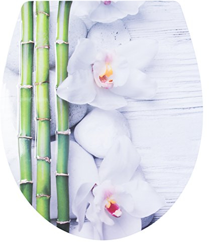 Cornat WC-Sitz Bambus - Außergewöhnliche 3D-Relief Optik - Pflegeleichter Duroplast - Quick up & Clean Funktion - Absenkautomatik / Toilettensitz / Klodeckel / KSDSC255