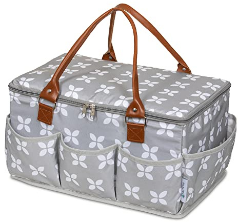 Moteph Extra Large Diaper Caddy, Craft, Toy Organizer with Zip-Top Cover with Waterproof Wet/Dry Bag - Perfect for Baby Shower