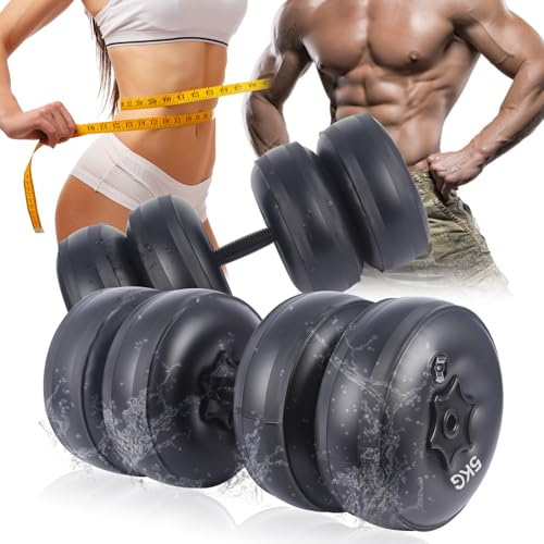 DEIRIS Set Manubri Acqua Regolabile 16 kg 2in1, Pesi Portatili da Viaggio per Palestra, Fitness e Sollevamento Pesi