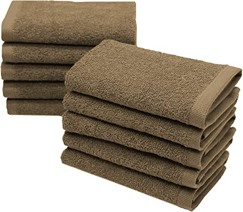 ZOLLNER 10er Set Seiftücher - weiche und saugstarke Waschlappen - waschbar bis 95°C - Baumwolle - 30x30 cm in braun