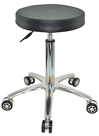 VAKON SALON - Rundsitz Rollhocker höhenverstellbar von 55-75 cm, Drehhocker, Rollhocker, Praxishocker, Bürohocker, Arbeitshocker