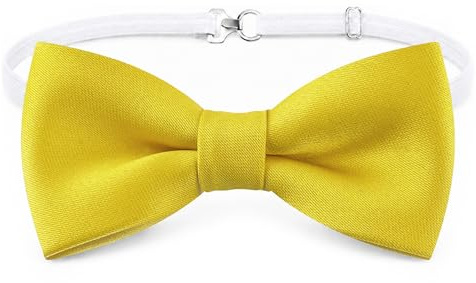 TigerTie - Småbarn, babyfluga i enfärgad, enfärgad med elastiskt band, 29 till 40 cm, justerbar halsomkrets + förvaringslåda, GUL