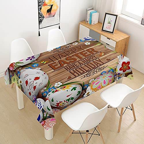 DOTBUY Nappe de Table Carré 3D Impression pour Nappe Lavable Rectangulaire pour Intérieur et Extérieur, la Maison Table à Manger Les fêtes Les Pique niques (?uf de Pâques,140X260CM)