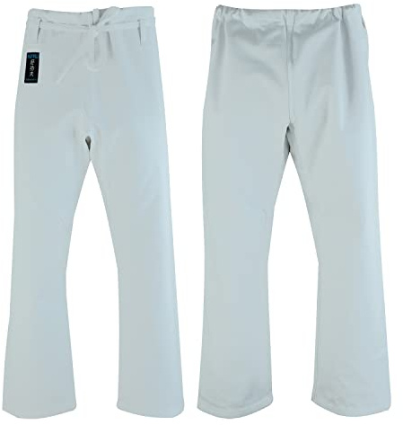 Playwell kampsport karate tungviktsduk 14 oz Gi Kata traditionell slips midjebyxor – vit