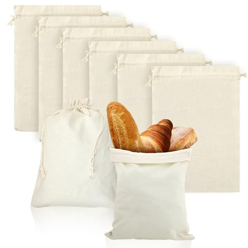 6 Pcs Reusable Cotton Washable Bags, 16 x 12 Inch Biodegradable Muslin Bag with Drawstrings, Large Linen Bag for Storage, Shopping